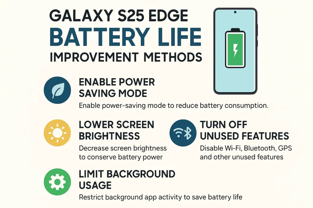 Galaxy S25 Edge Battery Life Improvement Methods